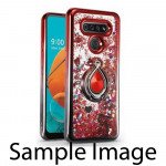 Wholesale Glitter Liquid Star Dust Glitter Ring Stand Case for Samsung Galaxy A10 (Red/Grey)